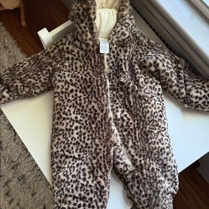 Carter's Brown Leopard Fleece Baby Jumpsuit